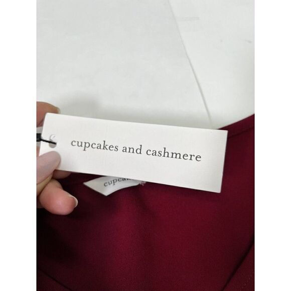New Cupcakes and Cashmere Red Maroon Boxy V Neck Top Shirt 1/2 Dolman Sleeves - Picture 10 of 12